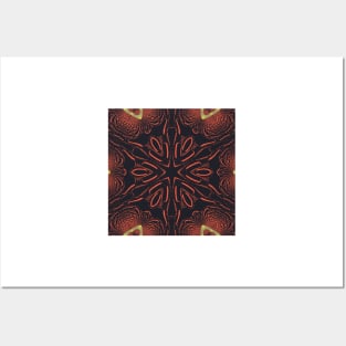 bright orange gold and black kaleidoscopic hexagonal design Posters and Art